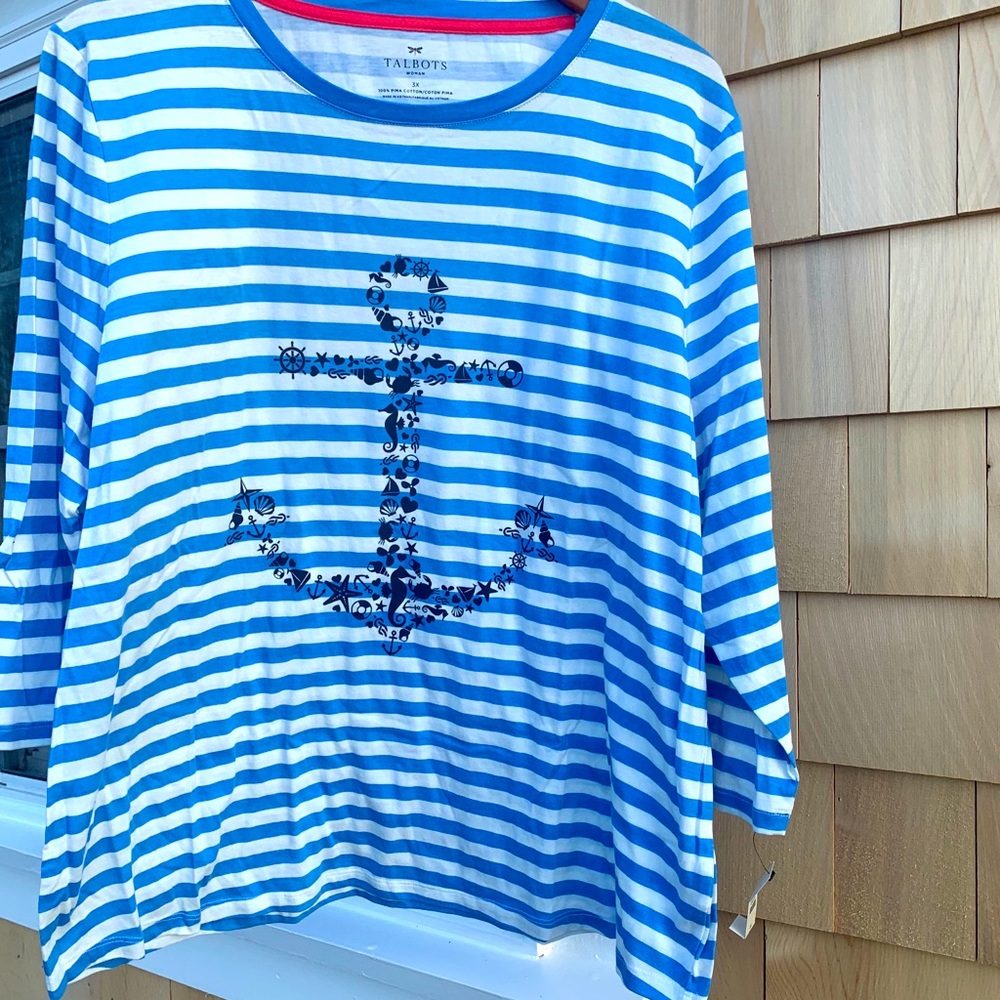 Talbots 3/4 Sleeve Nautical Top
